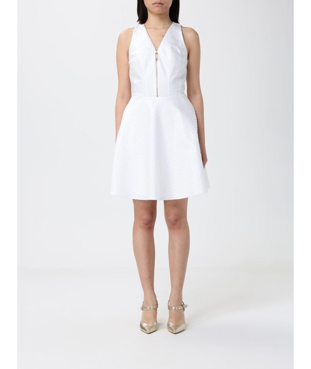ELISABETTA FRANCHI Белое полиэстеровое коктейльное платье, фото 4