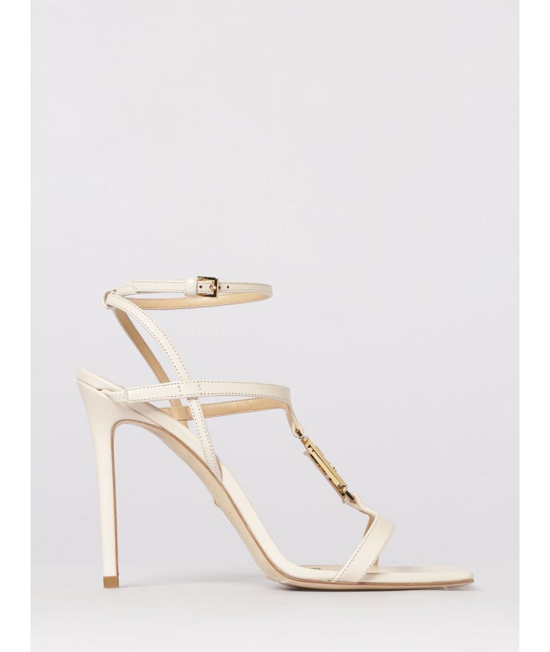 ELISABETTA FRANCHI Бежевые кожаные босоножки, фото 4