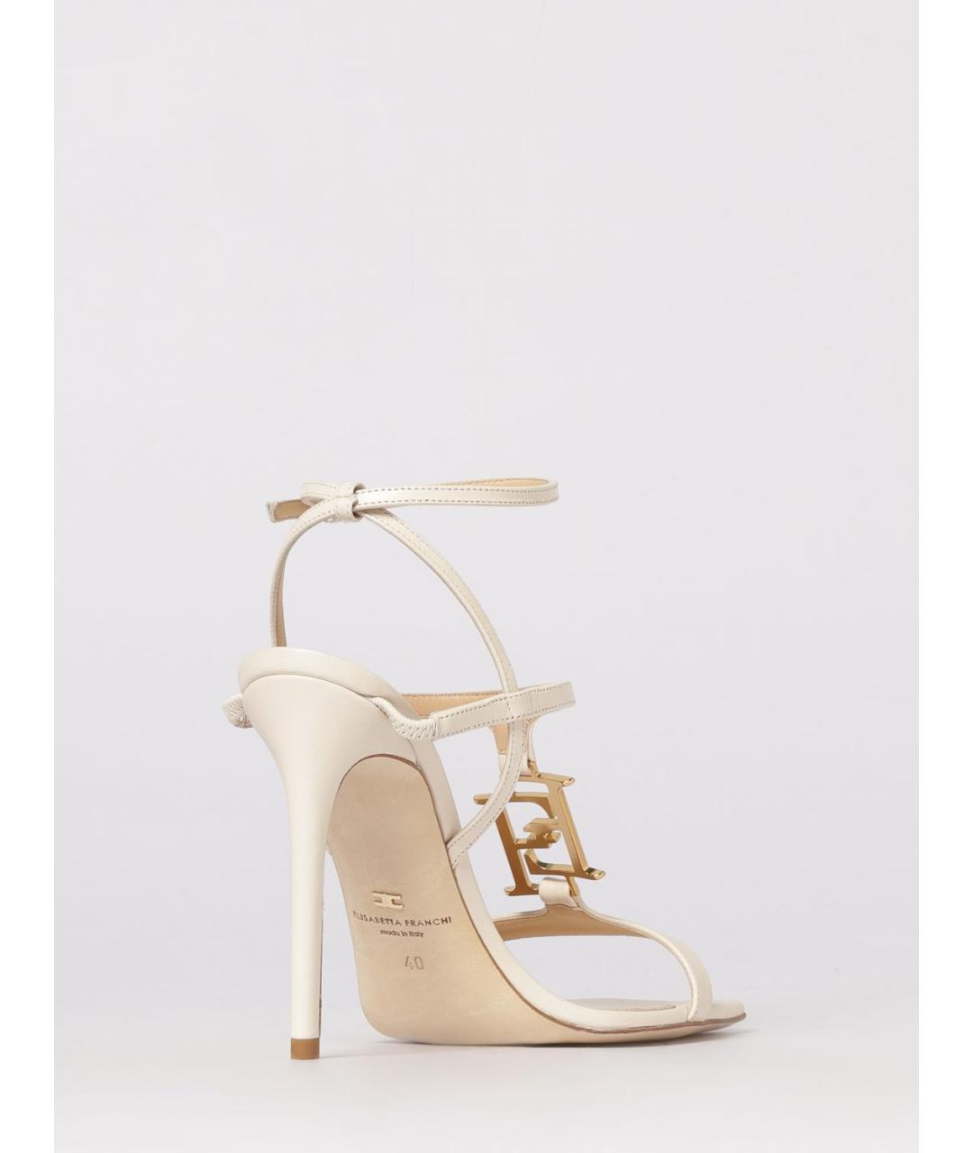 ELISABETTA FRANCHI Бежевые кожаные босоножки, фото 3