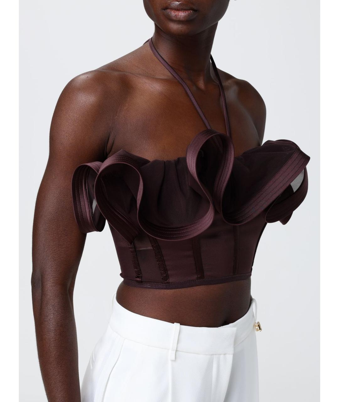 ELISABETTA FRANCHI Коричневый полиамидовый корсет, фото 3