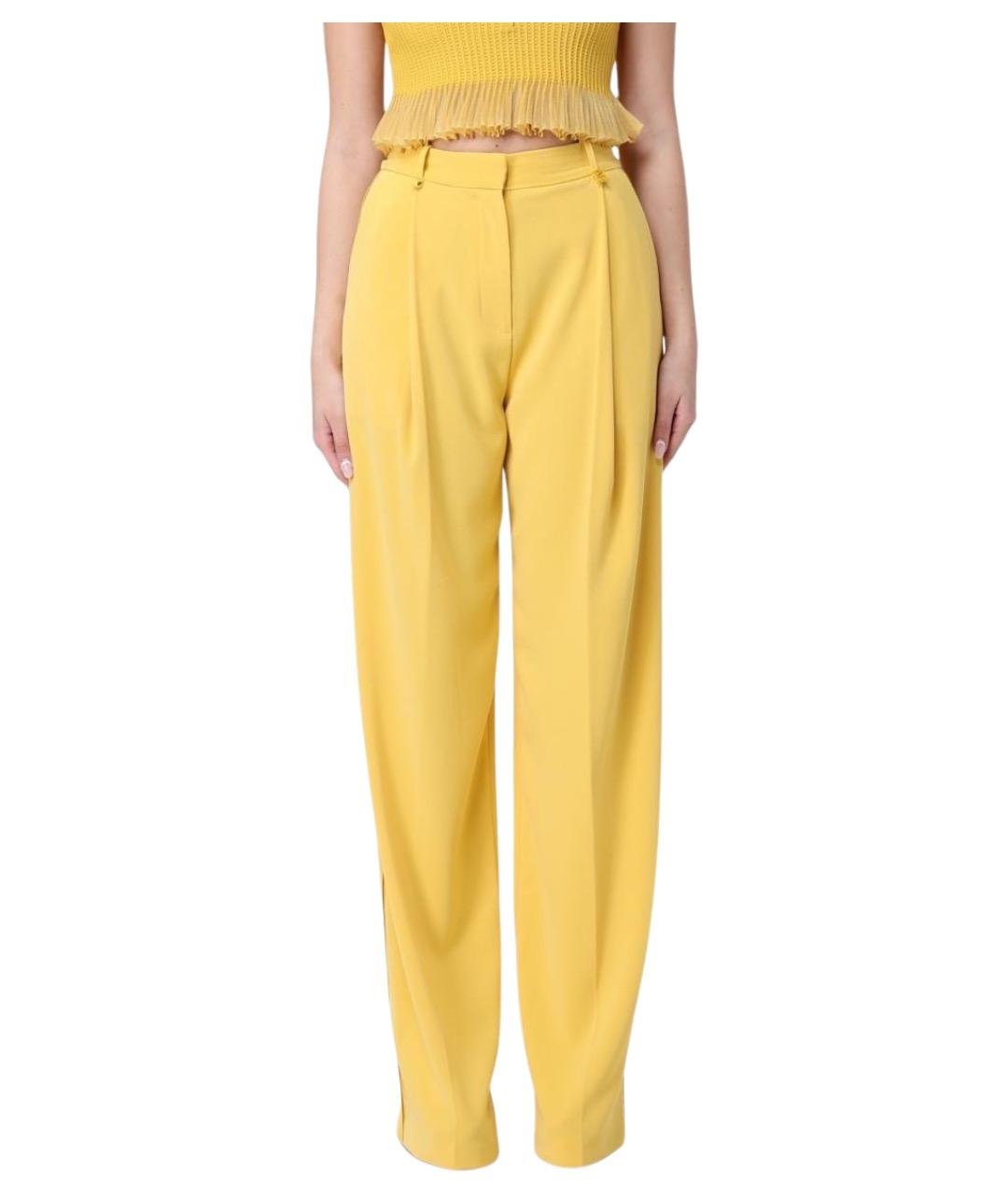 ELISABETTA FRANCHI Желтые прямые брюки, фото 1