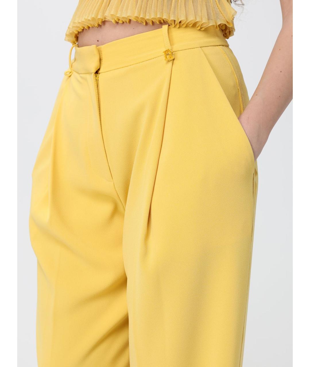 ELISABETTA FRANCHI Желтые прямые брюки, фото 3
