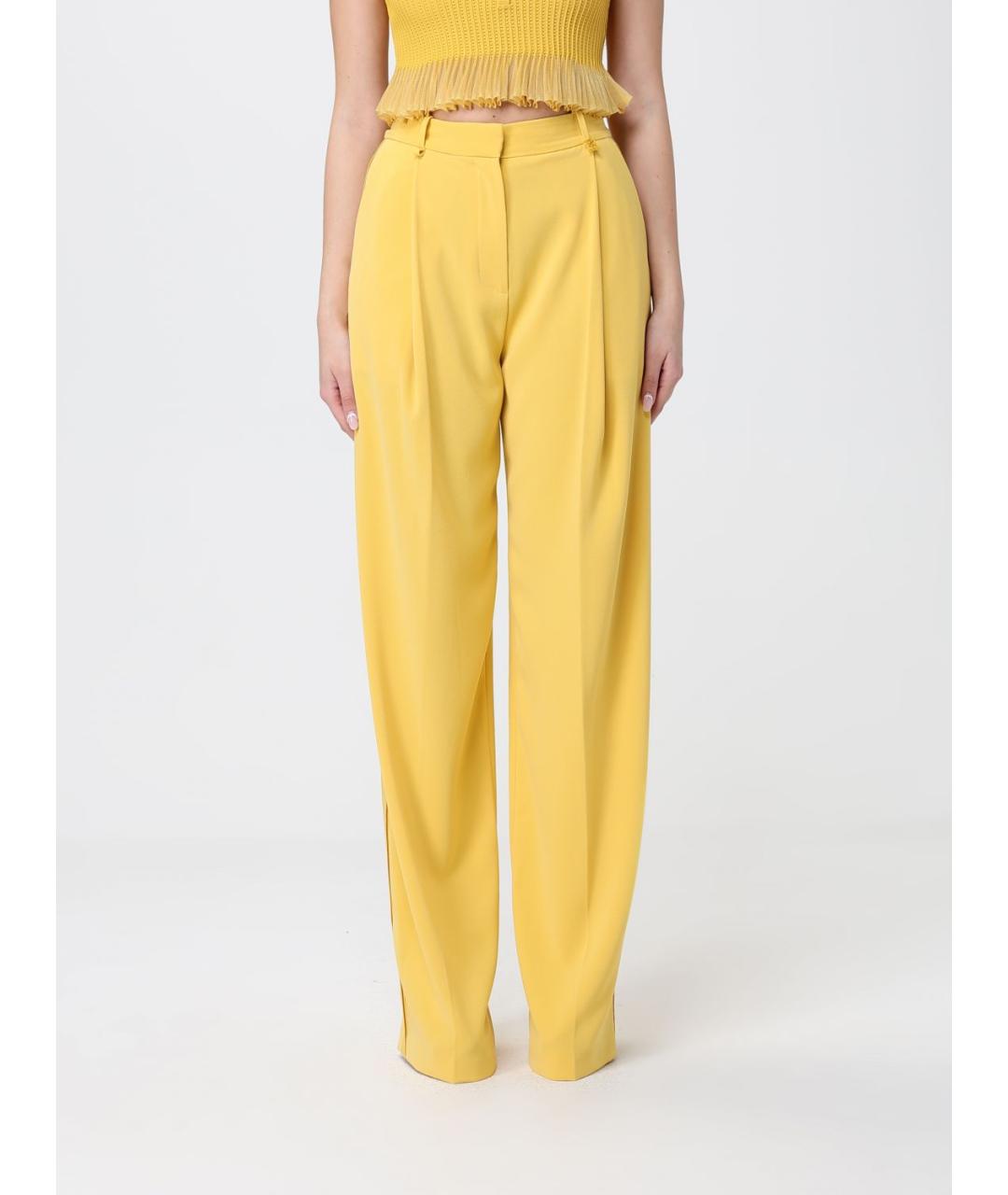 ELISABETTA FRANCHI Желтые прямые брюки, фото 4