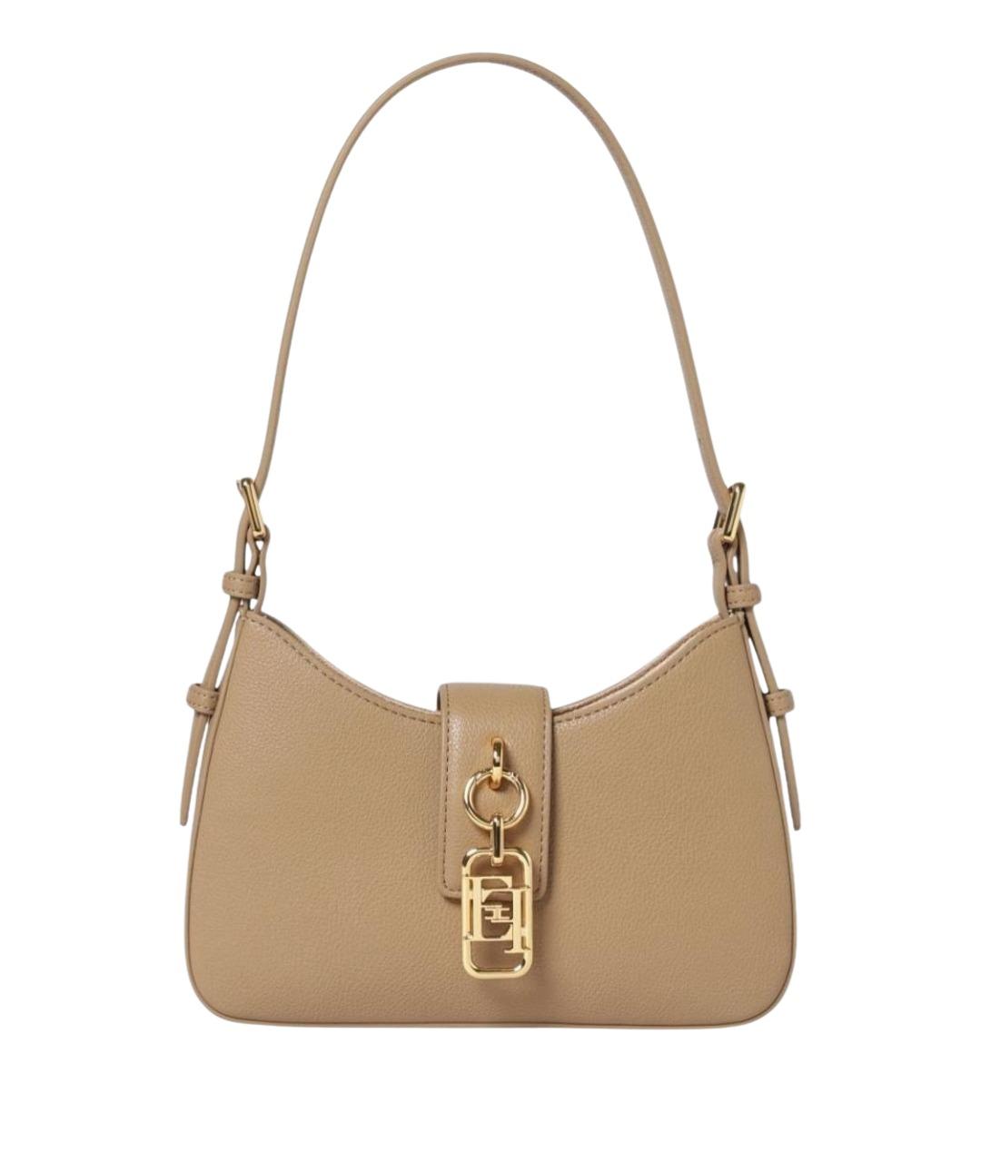 ELISABETTA FRANCHI Бежевая кожаная сумка через плечо, фото 1