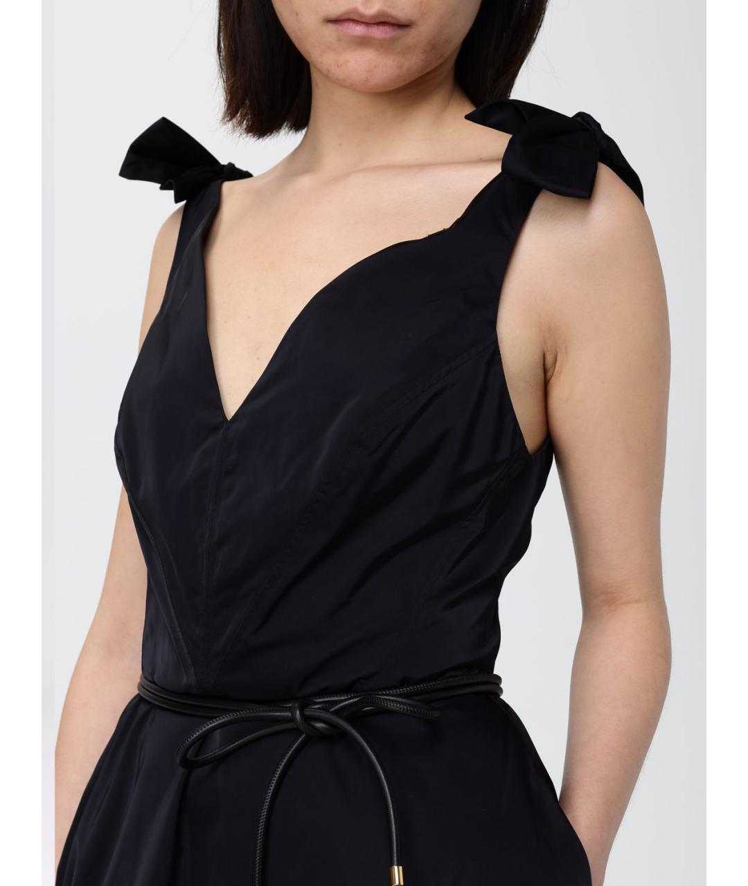 ELISABETTA FRANCHI Черное полиэстеровое коктейльное платье, фото 3