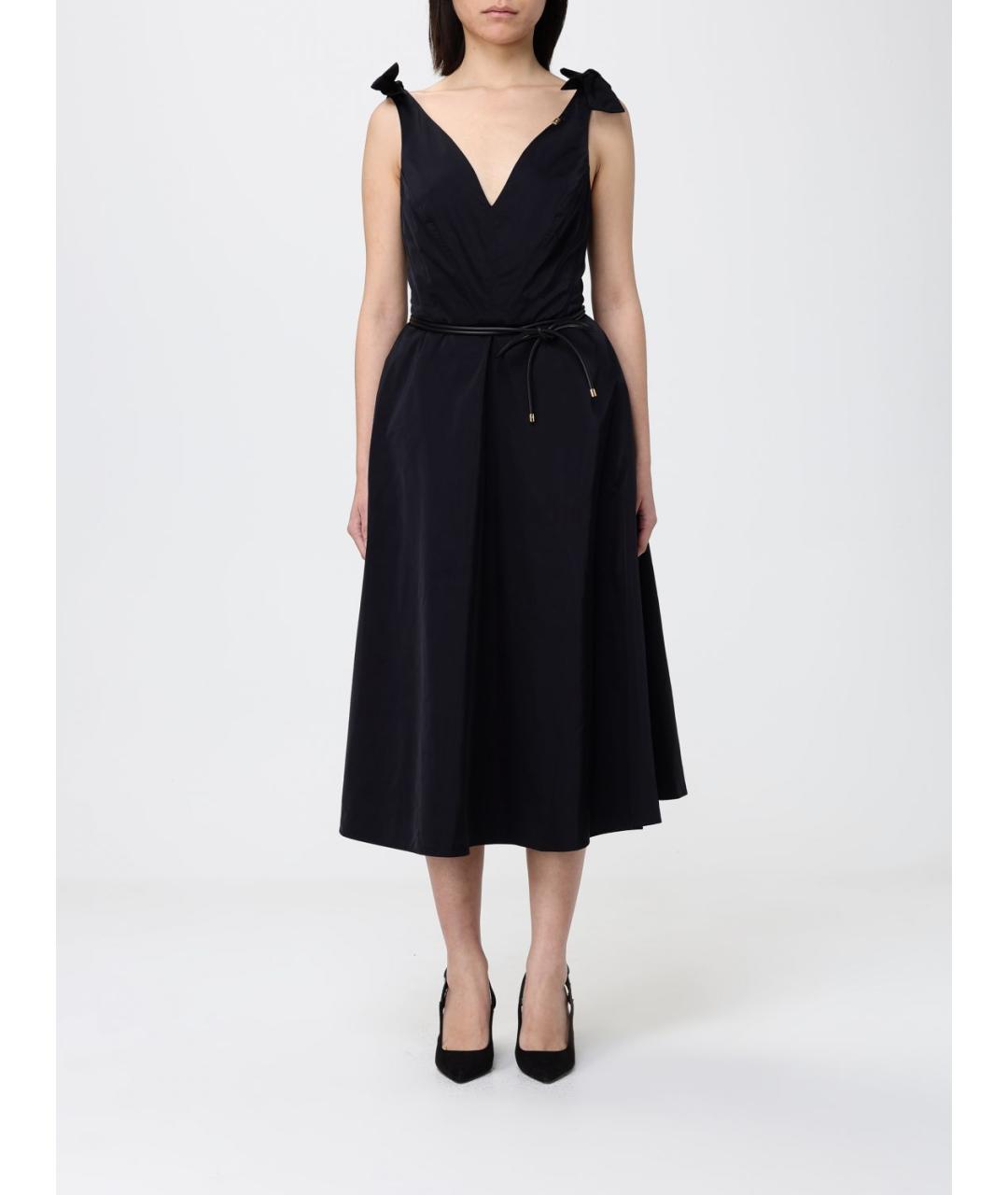 ELISABETTA FRANCHI Черное полиэстеровое коктейльное платье, фото 4