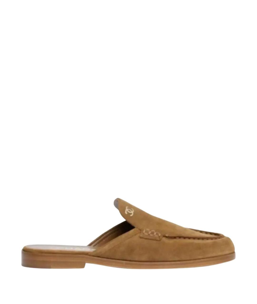 CHANEL Коричневые замшевые мюли, фото 1