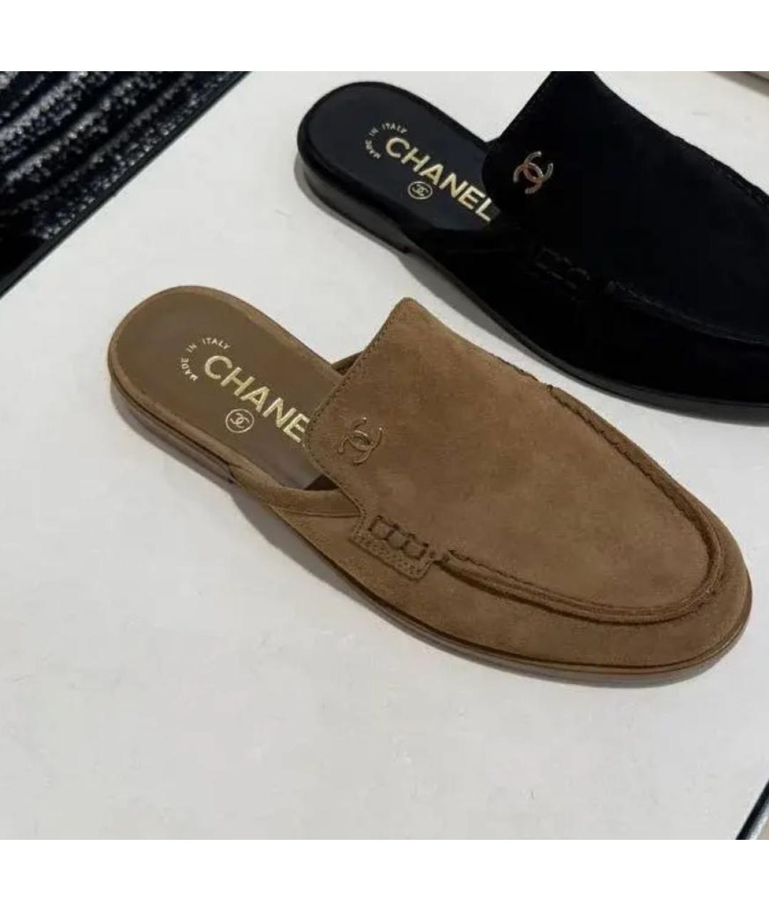CHANEL Коричневые замшевые мюли, фото 2