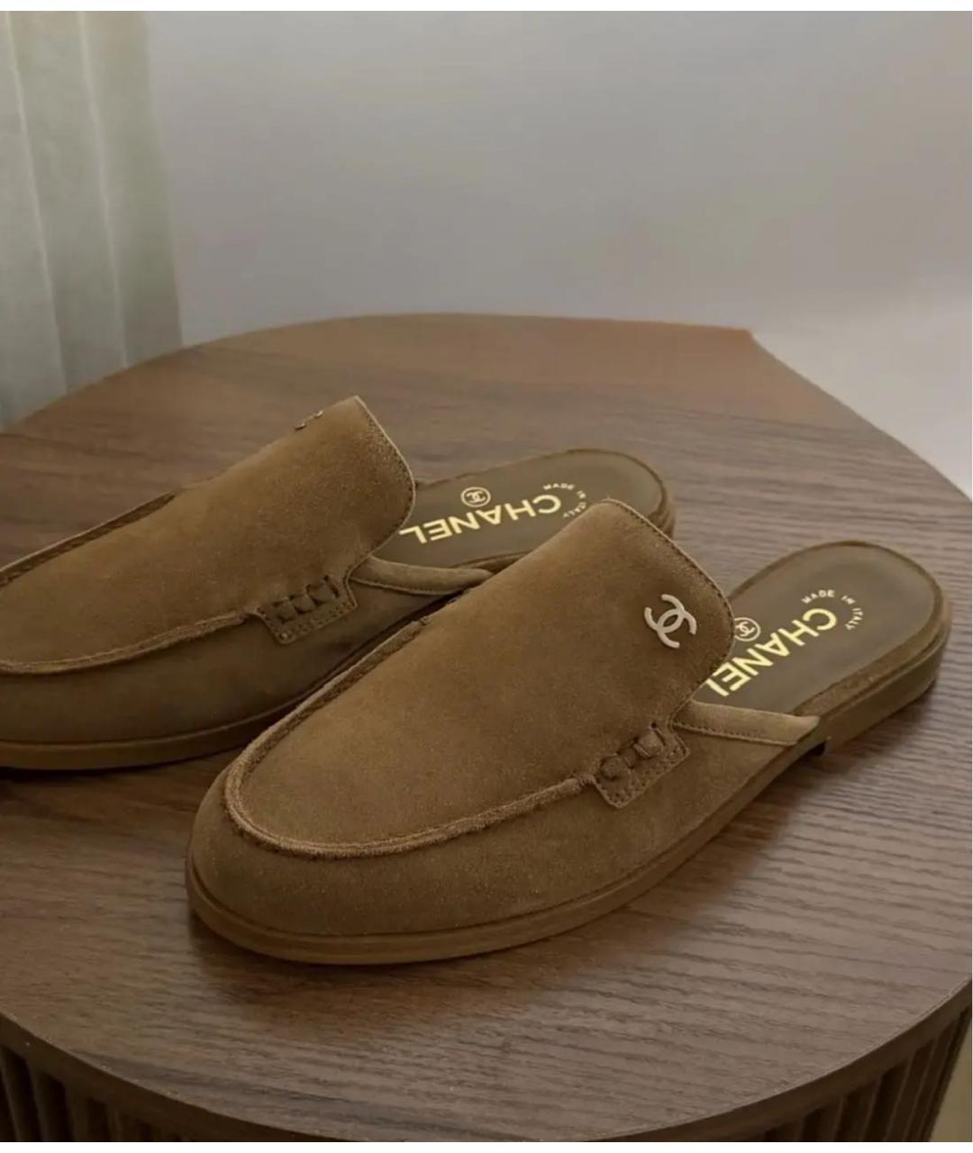 CHANEL Коричневые замшевые мюли, фото 6