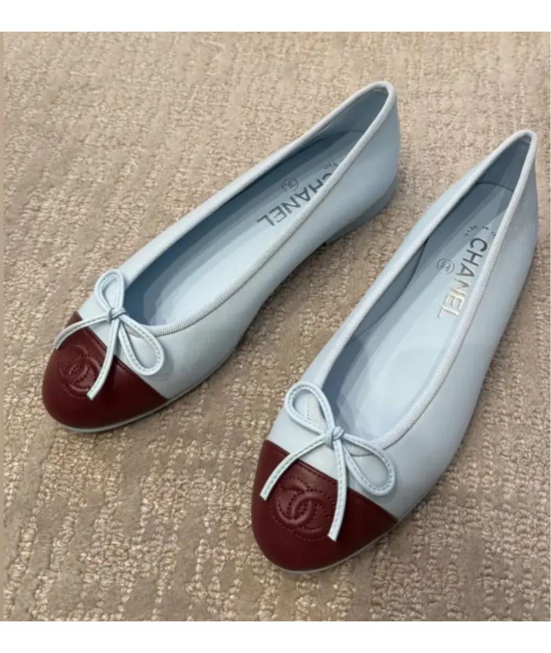 CHANEL Голубые кожаные балетки, фото 4