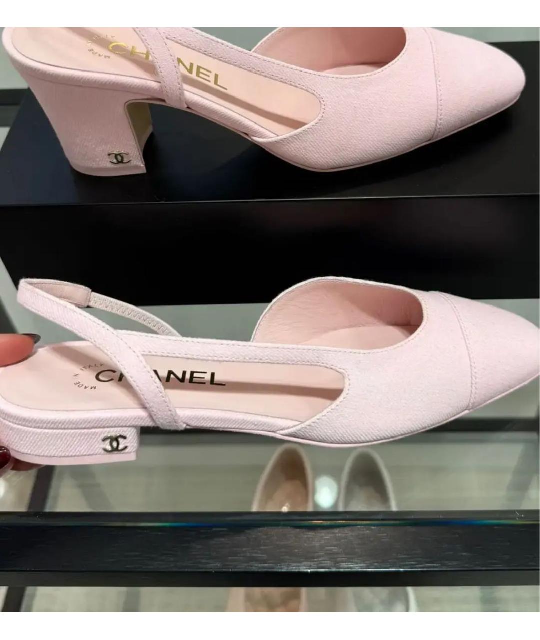 CHANEL Розовые текстильные туфли, фото 2