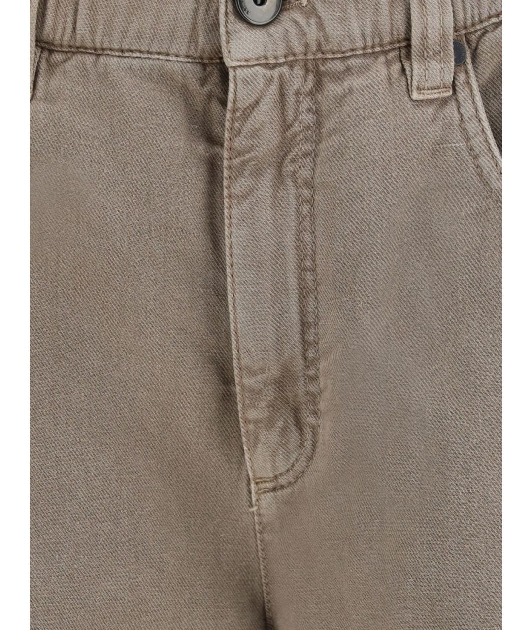 BRUNELLO CUCINELLI Коричневые хлопко-леновые прямые джинсы, фото 4
