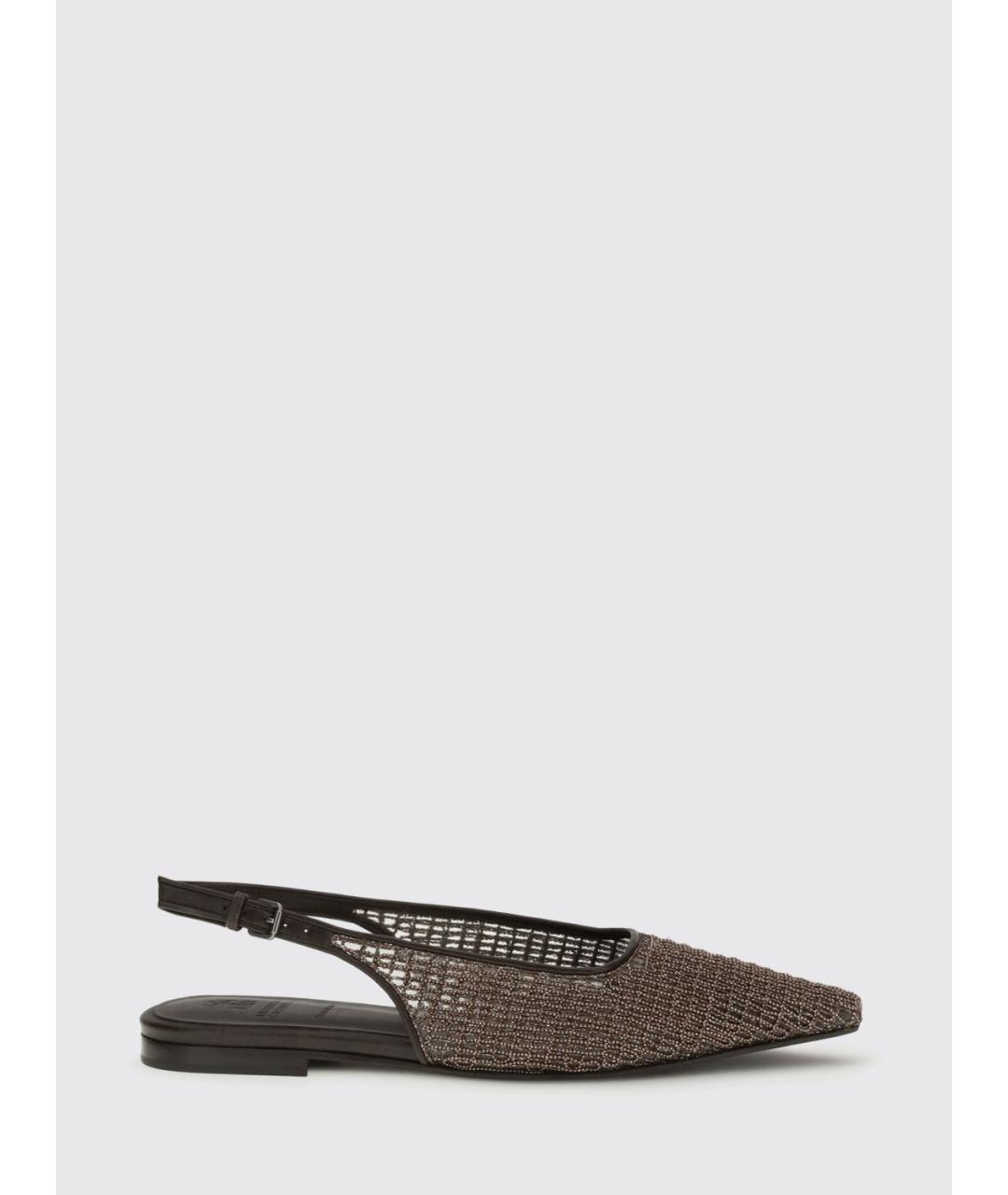 BRUNELLO CUCINELLI Коричневые кожаные балетки, фото 4