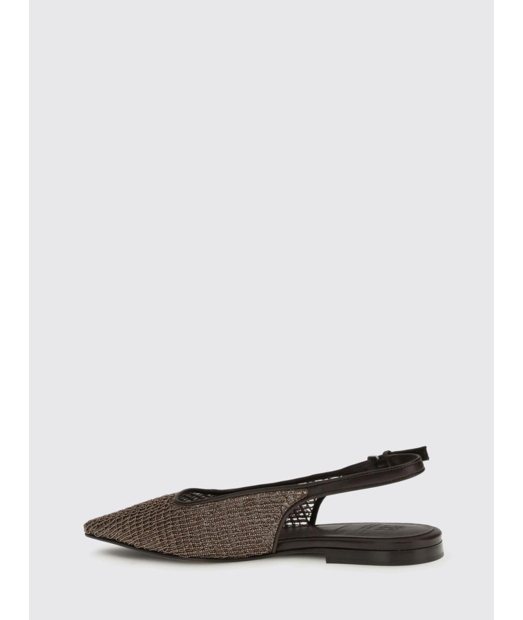 BRUNELLO CUCINELLI Коричневые кожаные балетки, фото 3