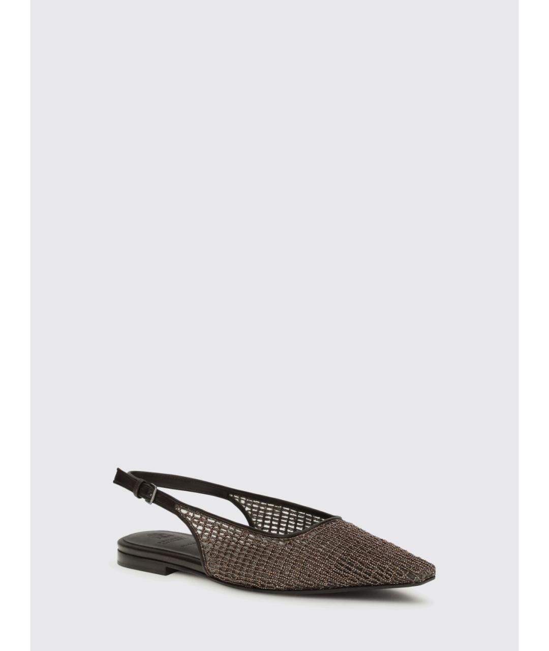 BRUNELLO CUCINELLI Коричневые кожаные балетки, фото 2