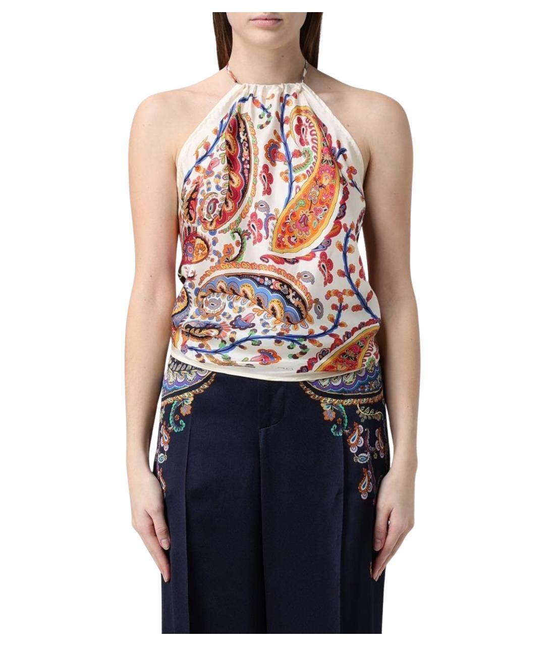 ETRO Белая шелковая майка, фото 1