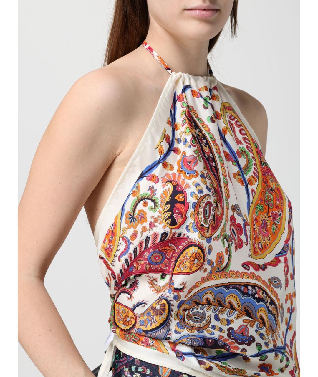ETRO Белая шелковая майка, фото 5