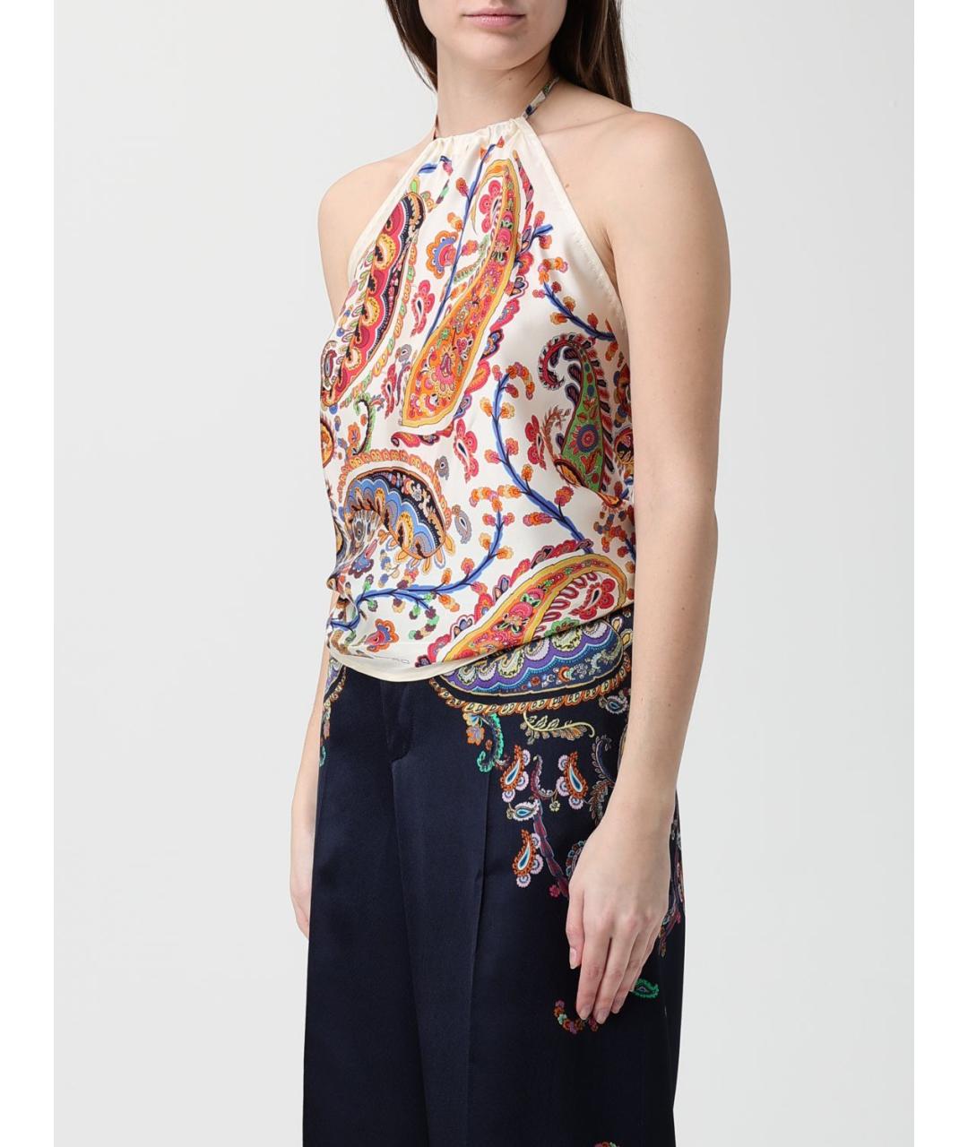 ETRO Белая шелковая майка, фото 4