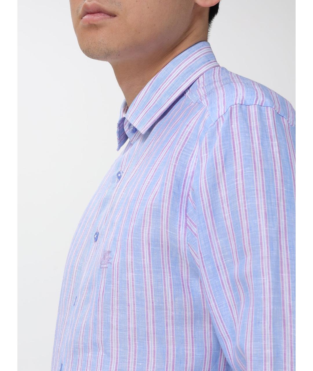 ETRO Голубая льняная кэжуал рубашка, фото 5