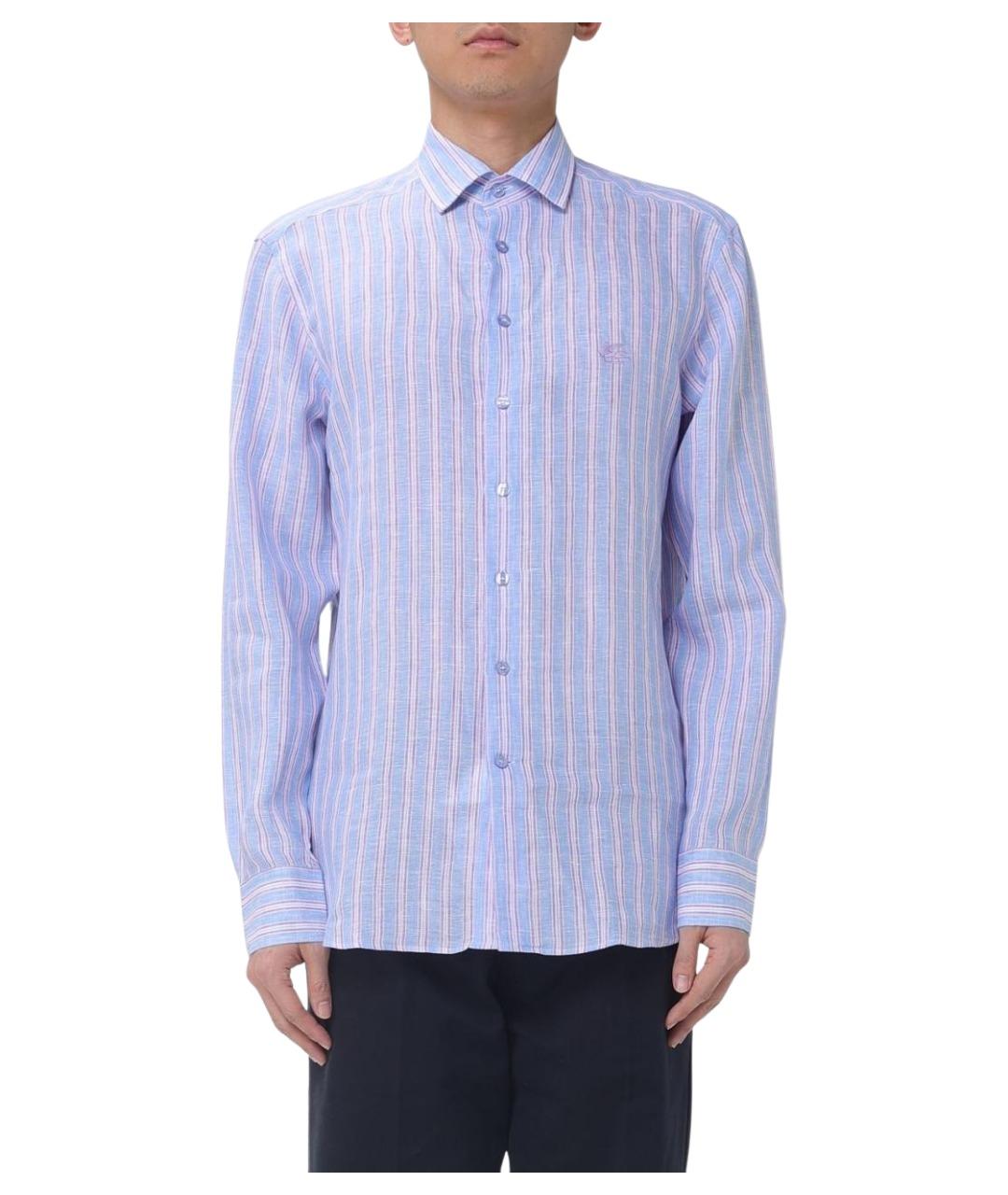 ETRO Голубая льняная кэжуал рубашка, фото 1