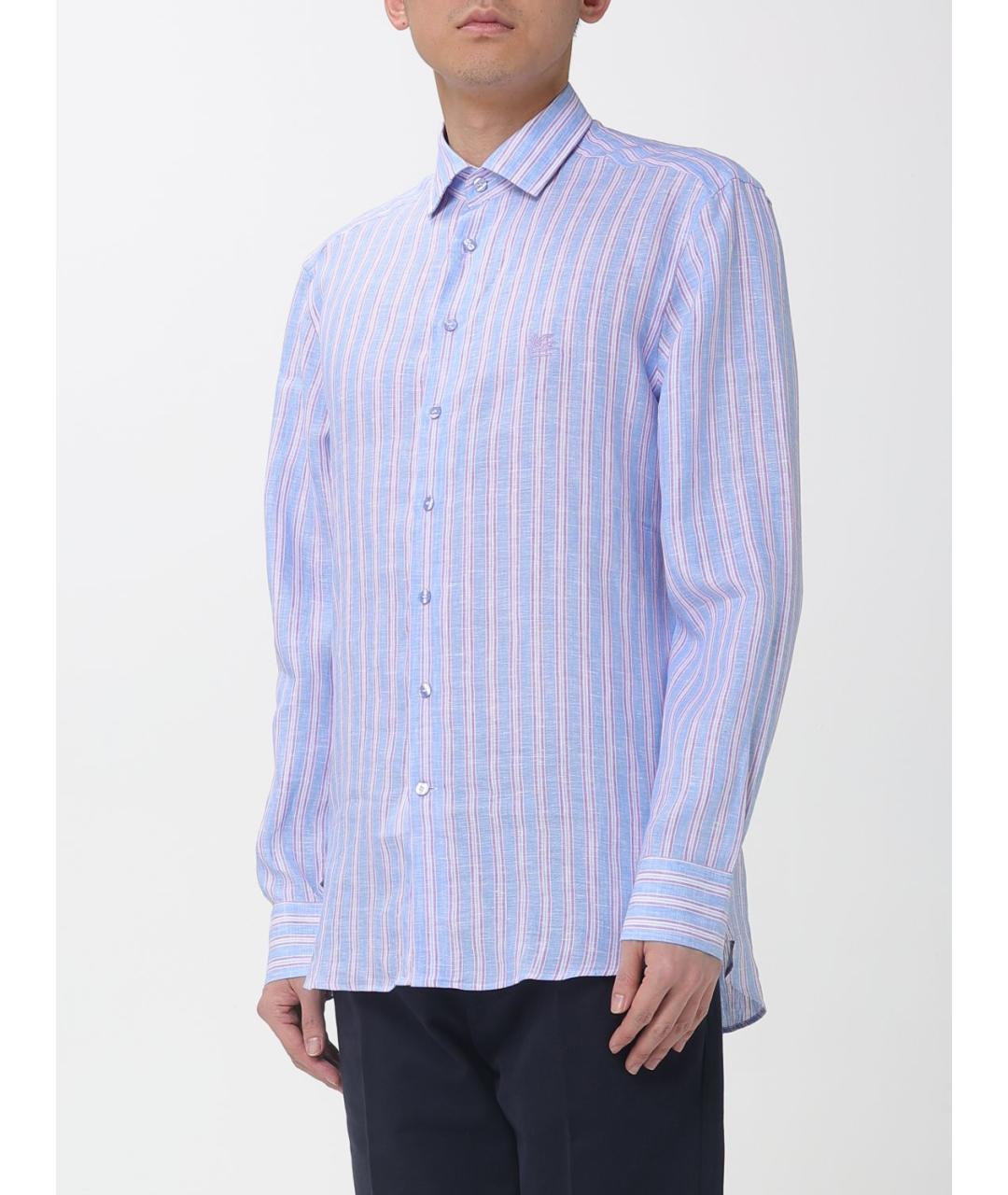 ETRO Голубая льняная кэжуал рубашка, фото 4