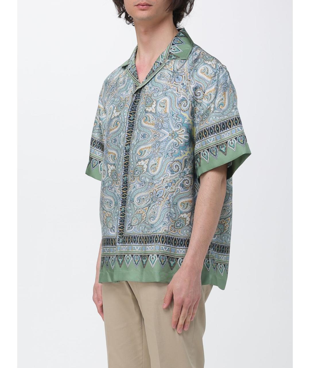 ETRO Зеленая шелковая кэжуал рубашка, фото 4