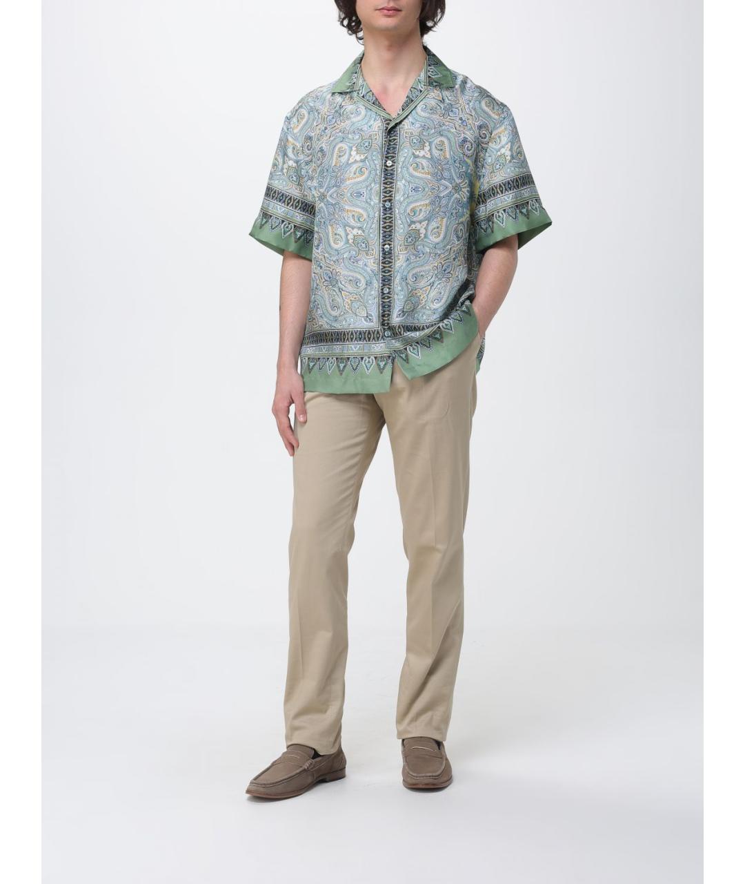 ETRO Зеленая шелковая кэжуал рубашка, фото 2