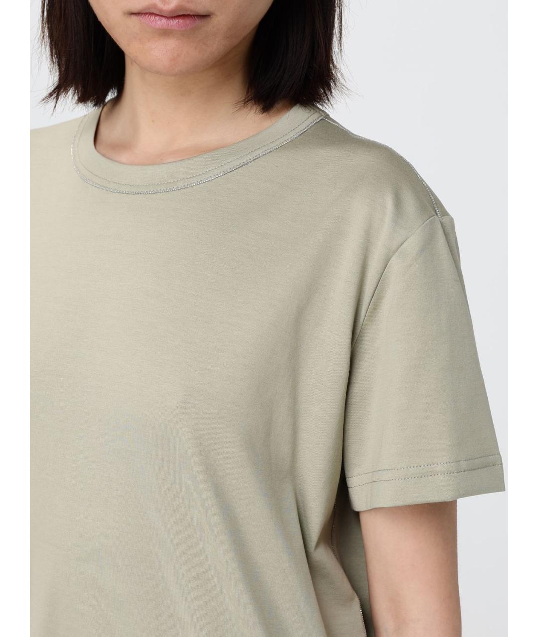 FABIANA FILIPPI Зеленая хлопковая футболка, фото 3