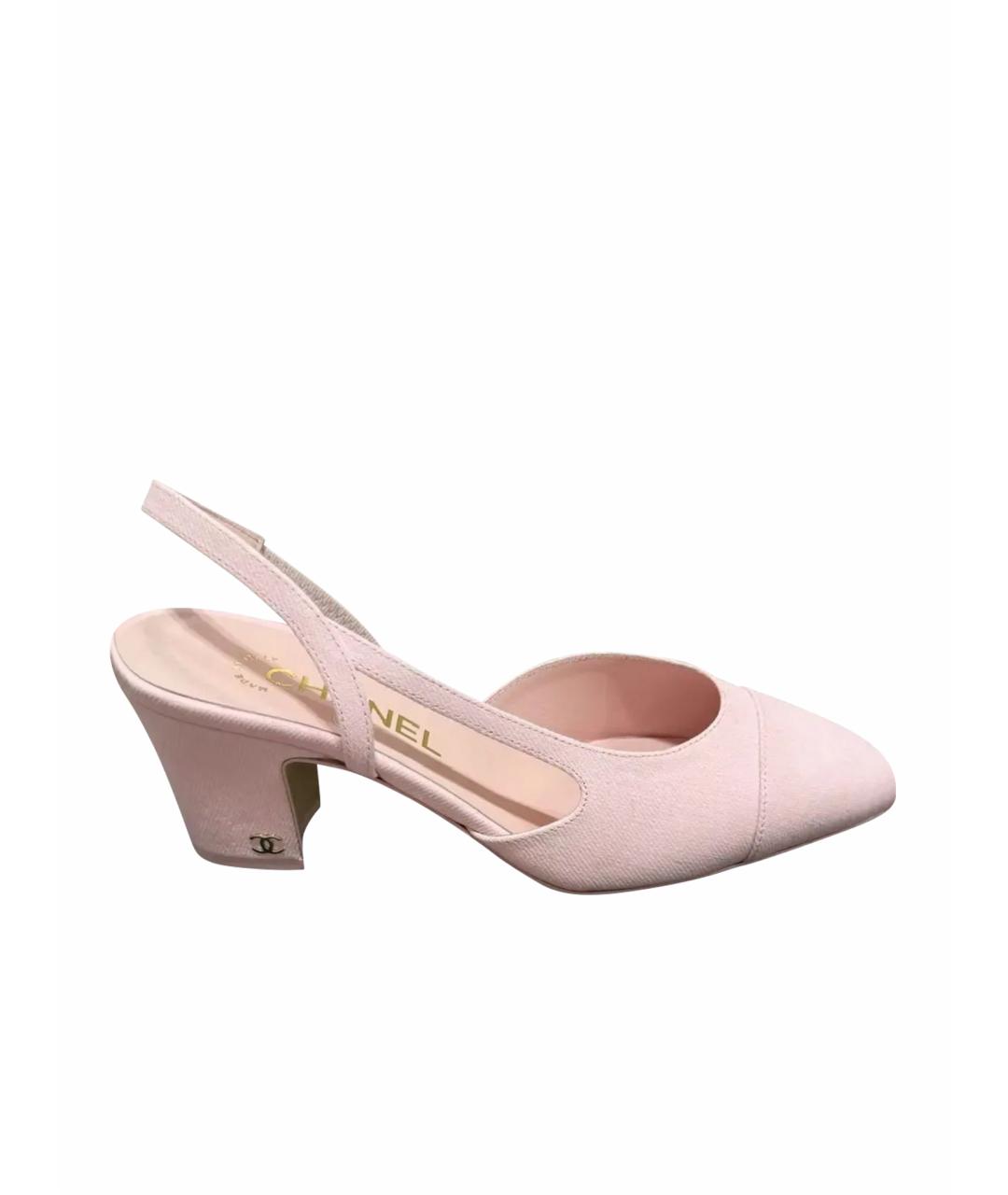 CHANEL Розовые текстильные туфли, фото 1