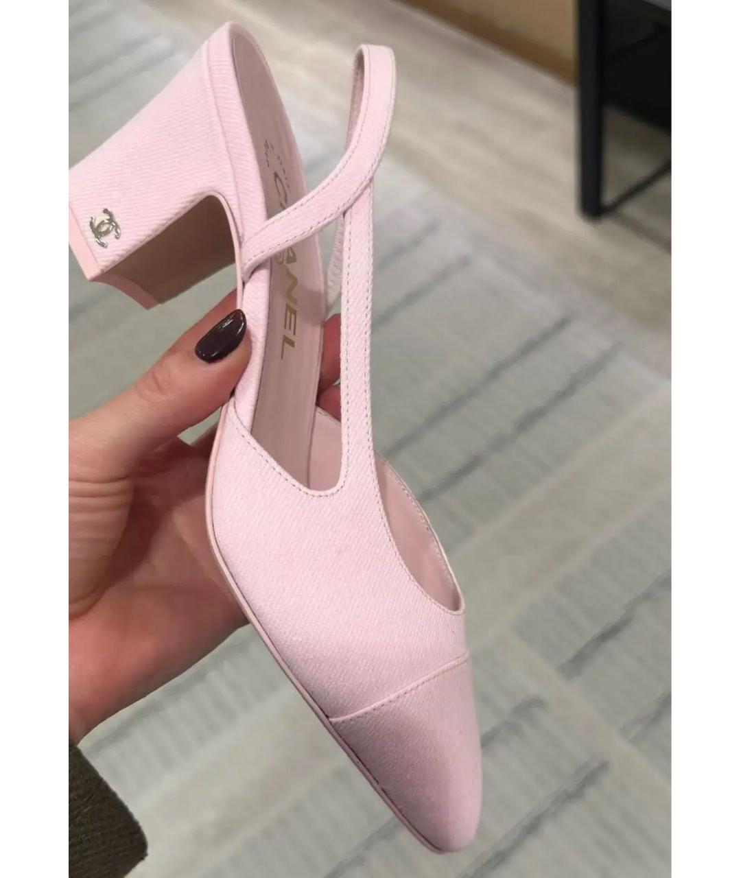 CHANEL Розовые текстильные туфли, фото 3