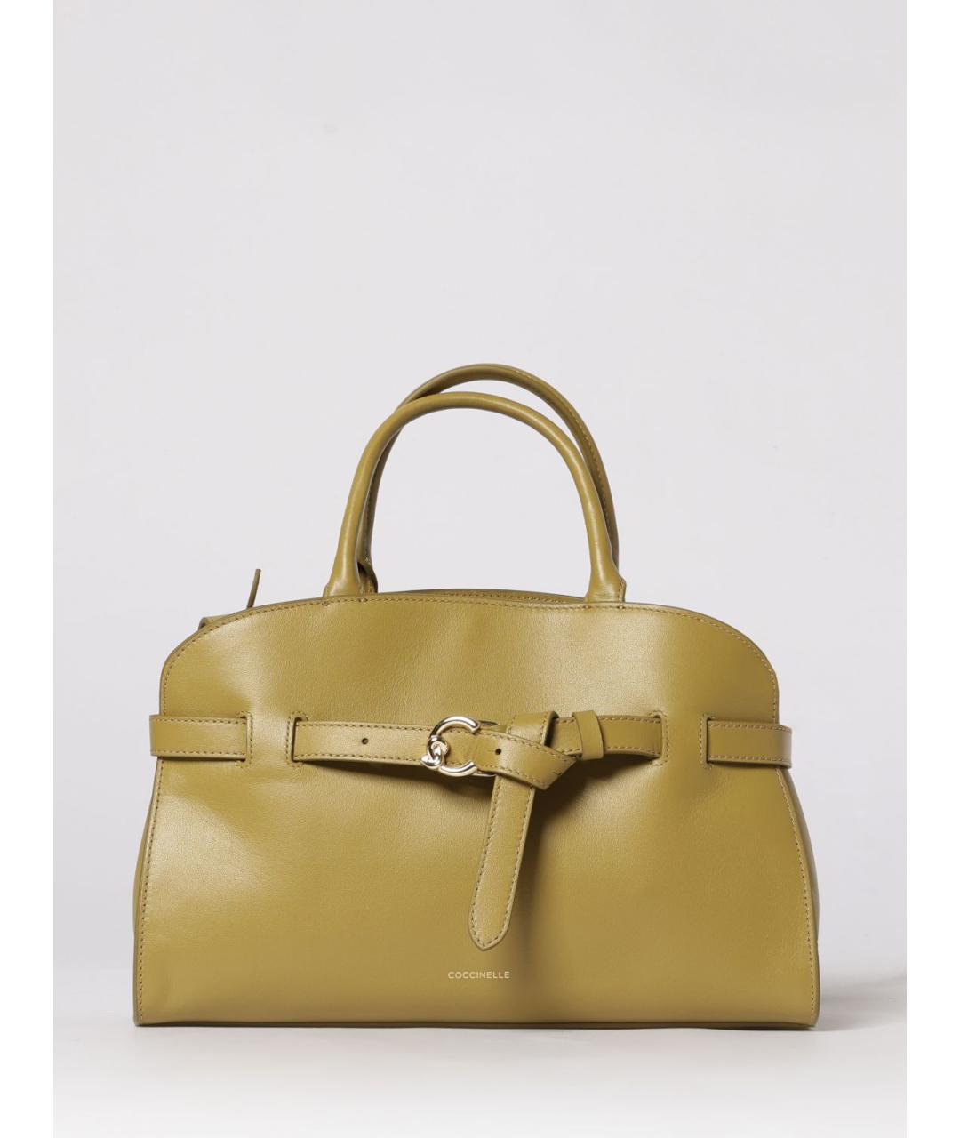 COCCINELLE Зеленая кожаная сумка тоут, фото 4