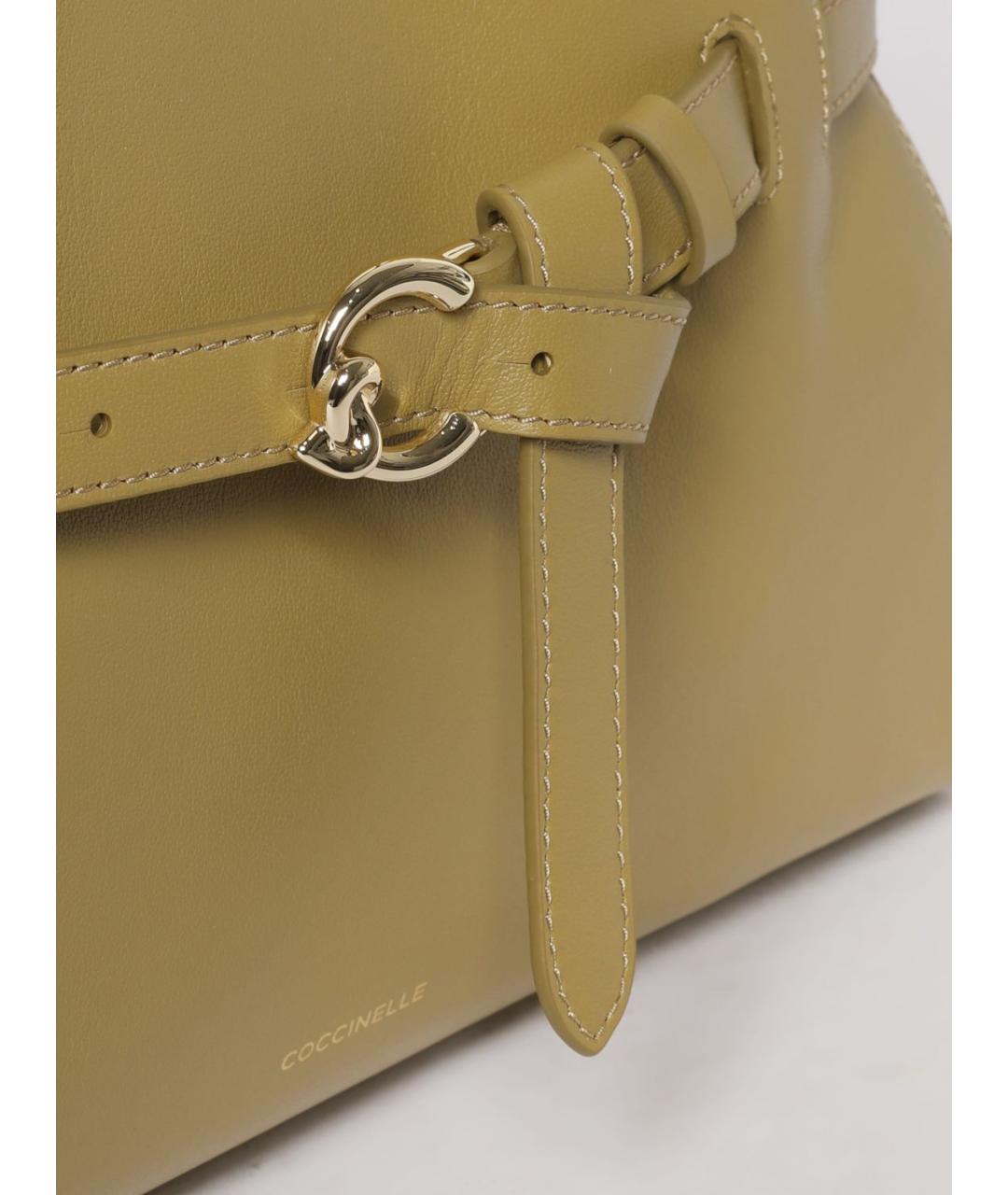 COCCINELLE Зеленая кожаная сумка тоут, фото 3