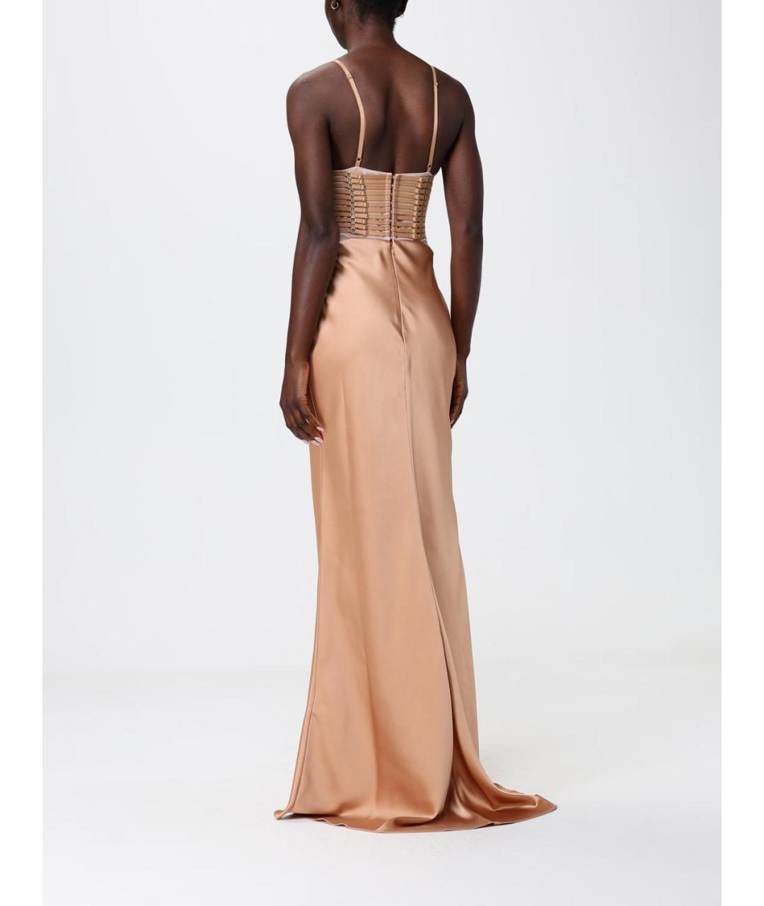 ELISABETTA FRANCHI Золотое полиэстеровое вечернее платье, фото 2