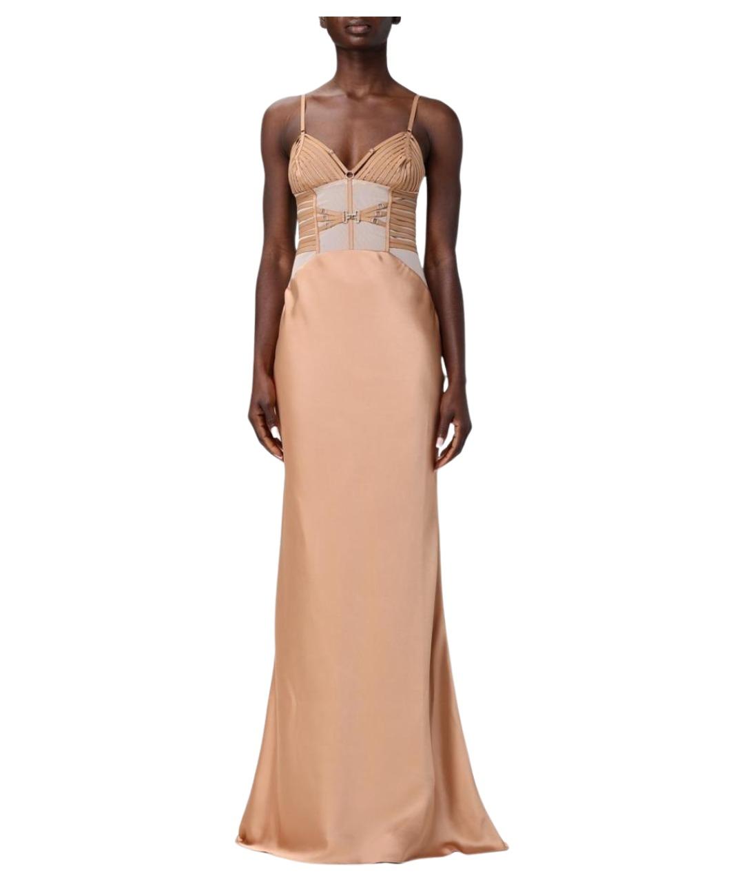 ELISABETTA FRANCHI Золотое полиэстеровое вечернее платье, фото 1