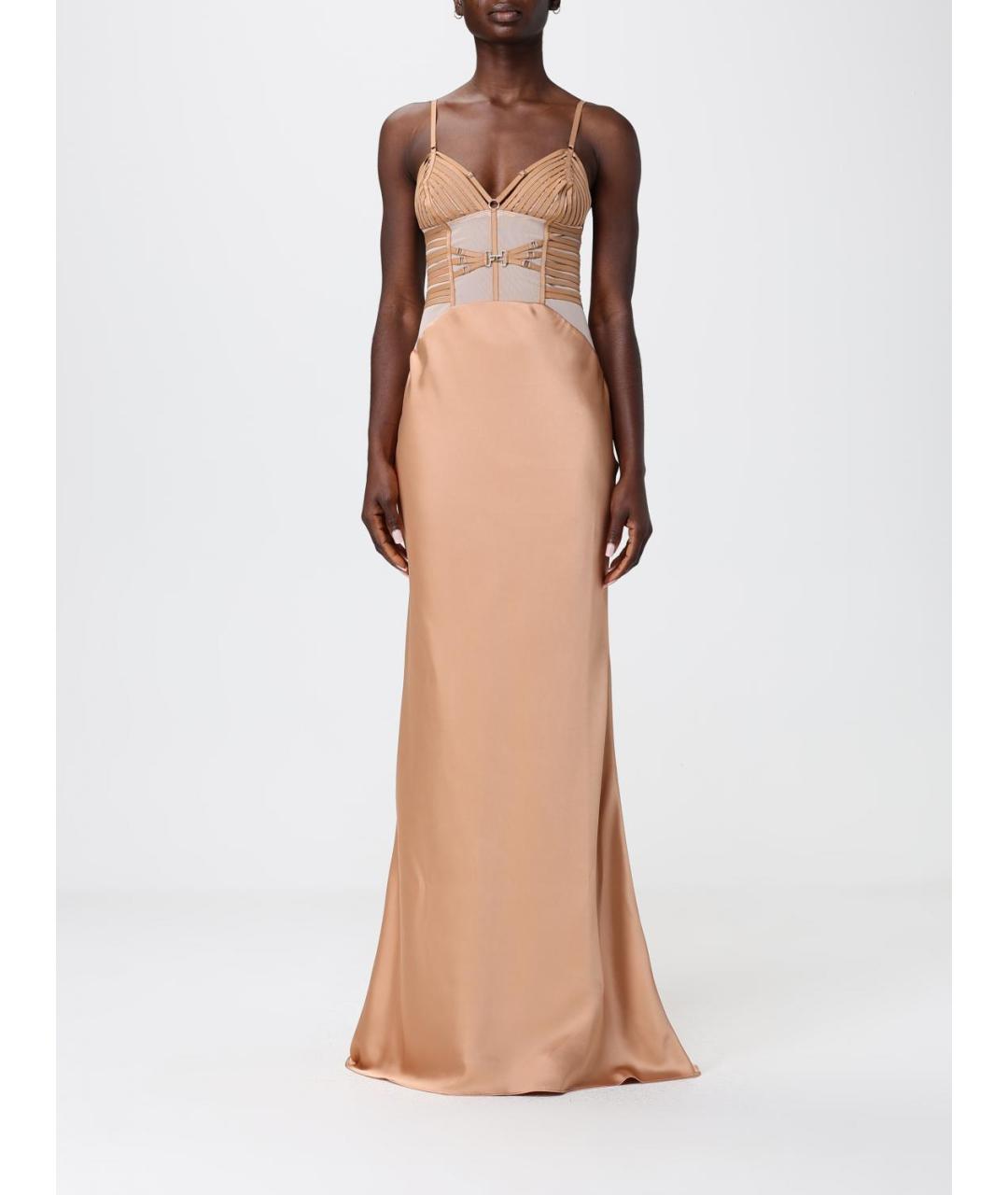 ELISABETTA FRANCHI Золотое полиэстеровое вечернее платье, фото 4