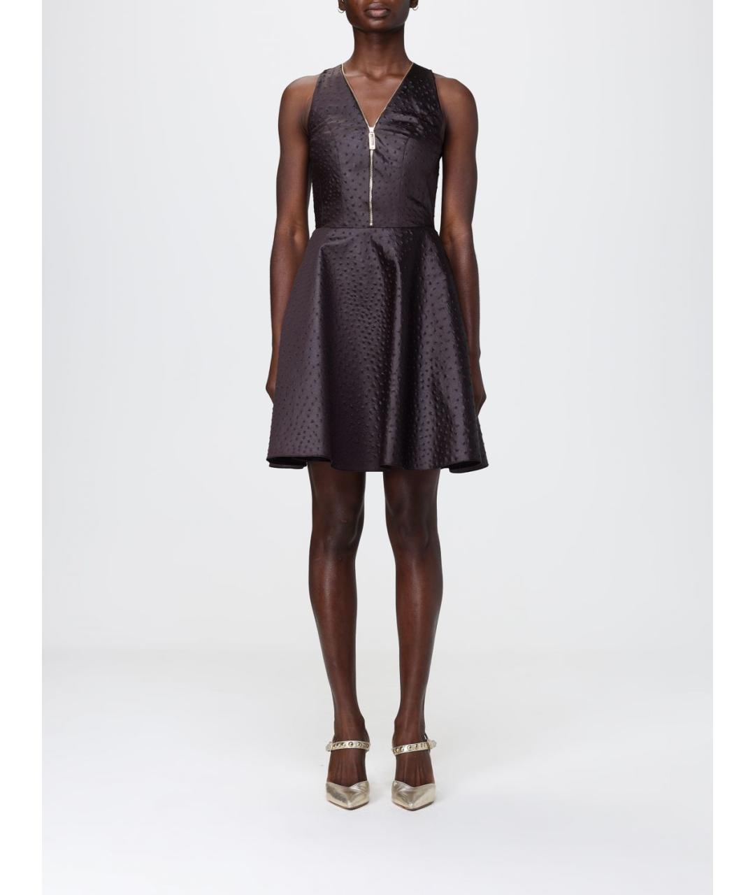 ELISABETTA FRANCHI Коричневое полиэстеровое коктейльное платье, фото 4