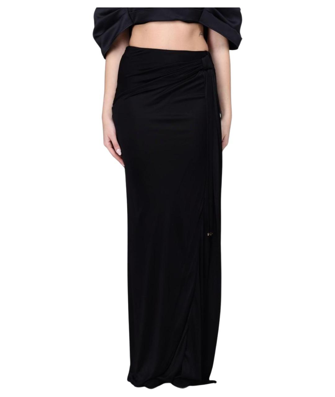 ELISABETTA FRANCHI Черная вискозная юбка макси, фото 1