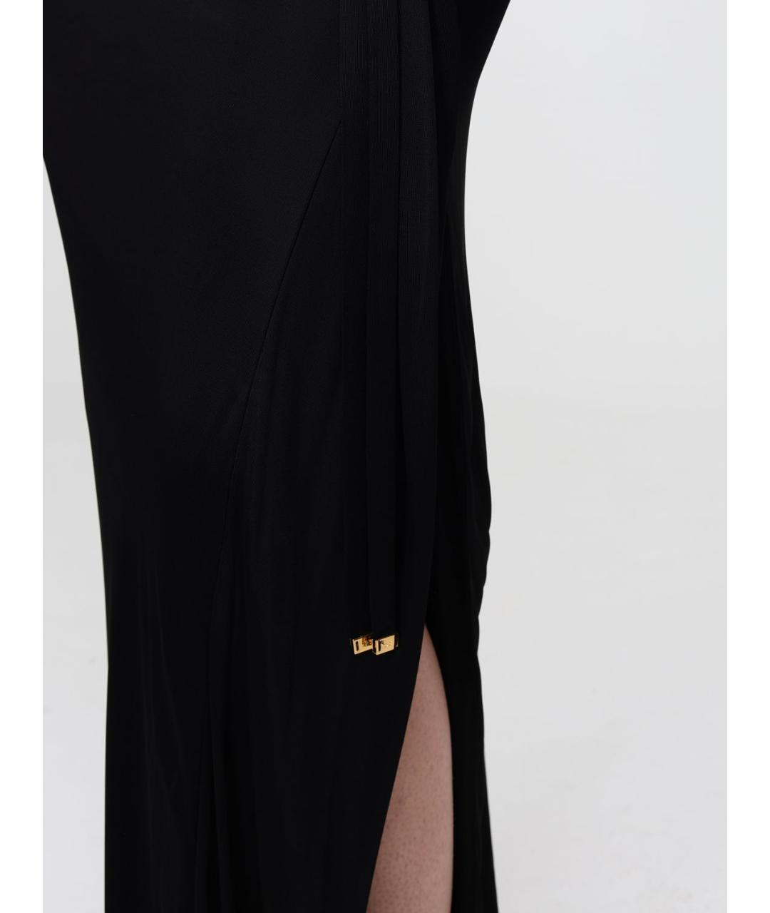 ELISABETTA FRANCHI Черная вискозная юбка макси, фото 3