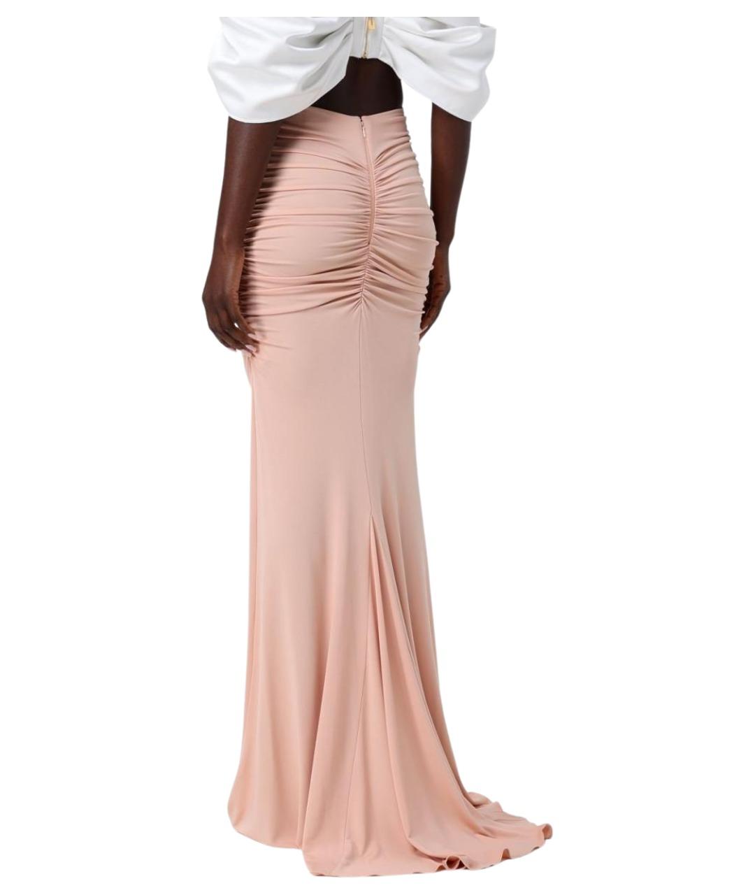 ELISABETTA FRANCHI Розовая полиэстеровая юбка макси, фото 2