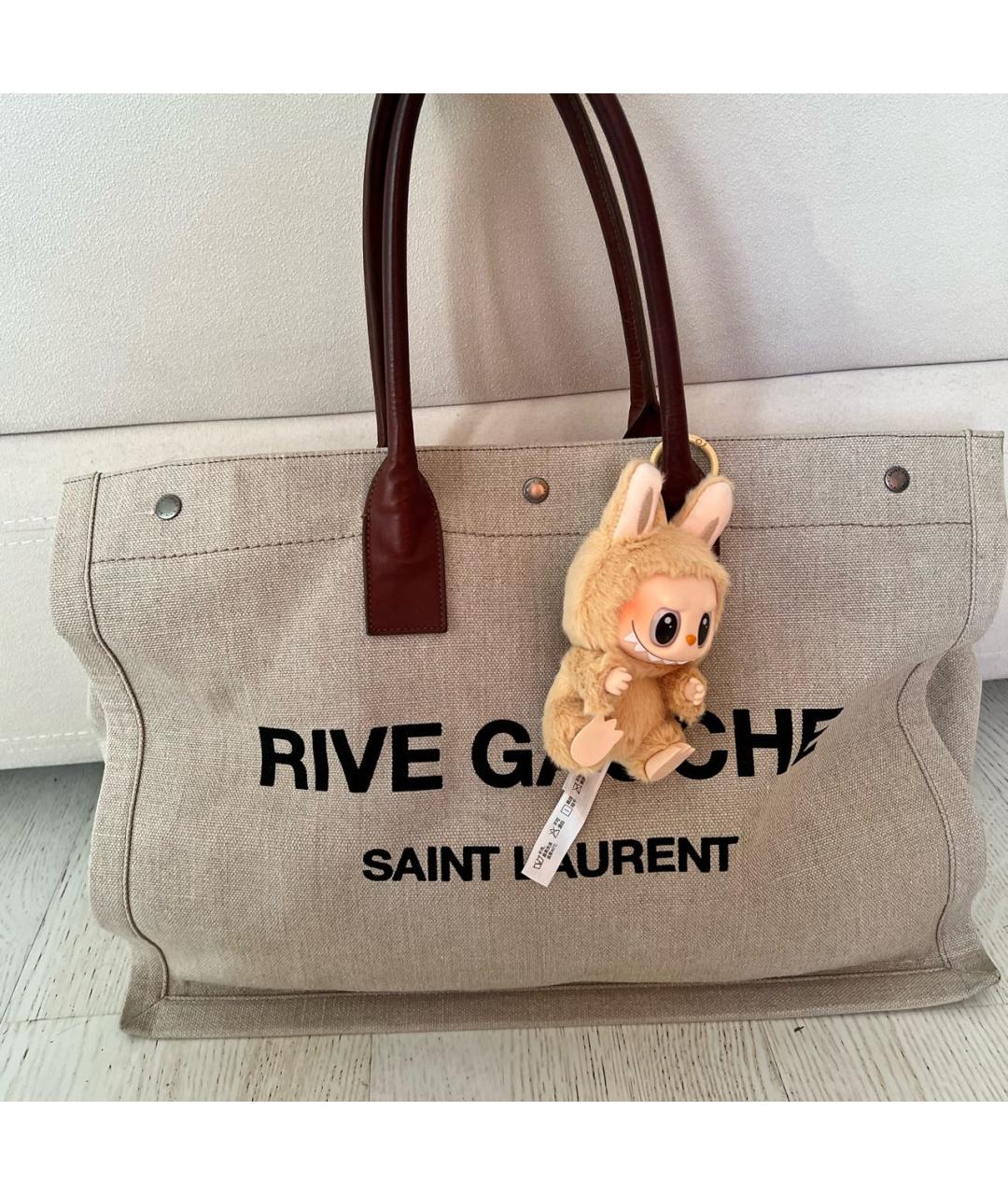 SAINT LAURENT Бежевая льняная сумка тоут, фото 2