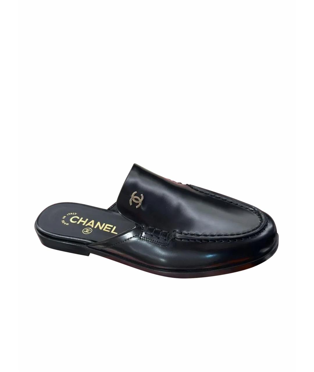 CHANEL Черные кожаные мюли, фото 1