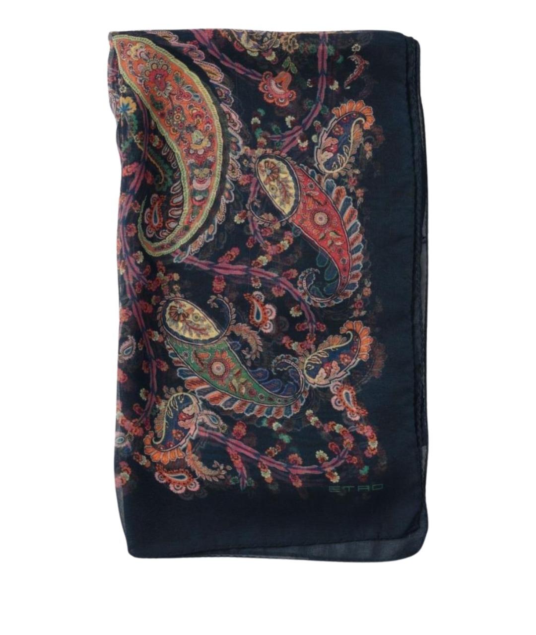 ETRO Темно-синий шелковый шарф, фото 1