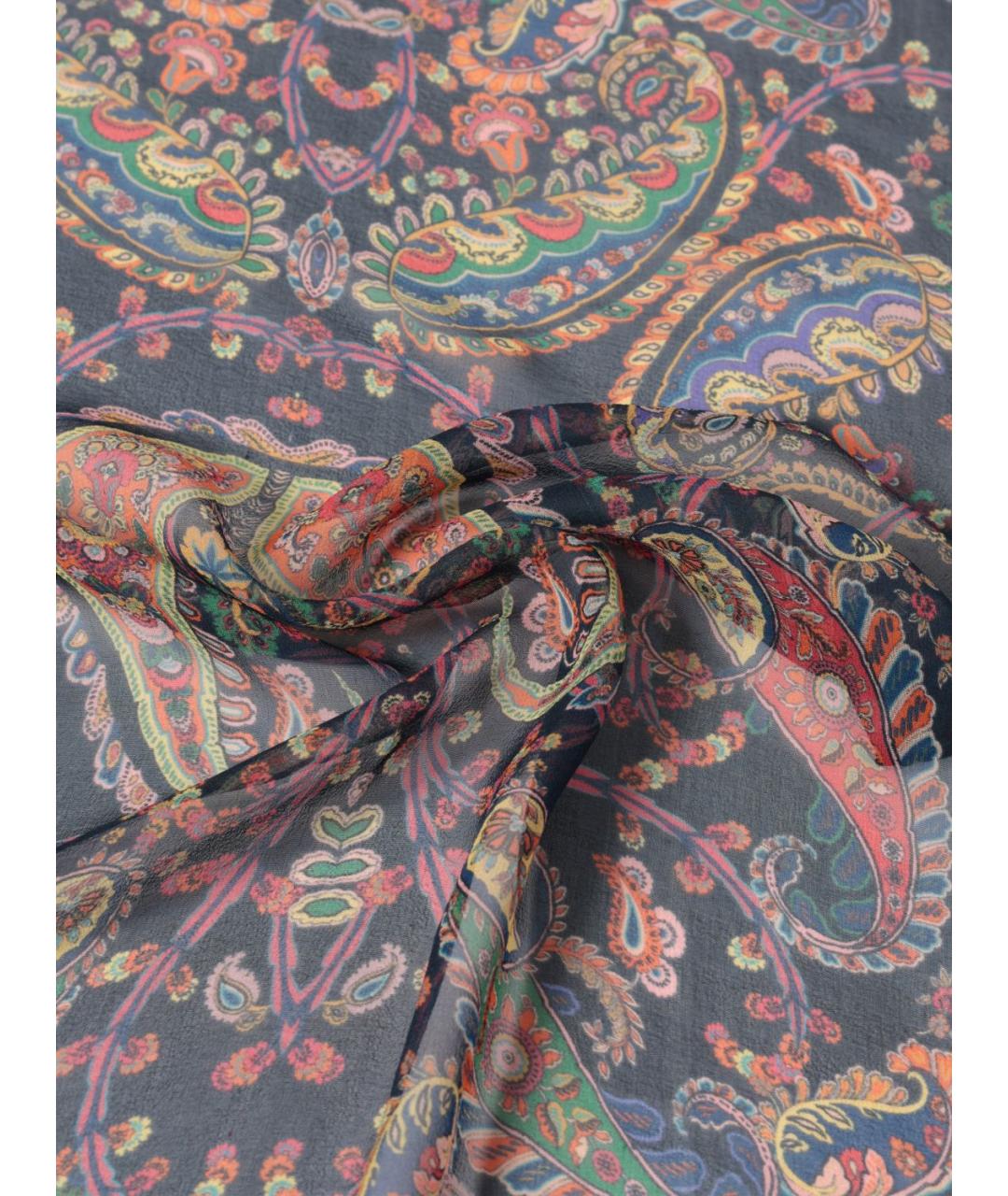 ETRO Темно-синий шелковый шарф, фото 3