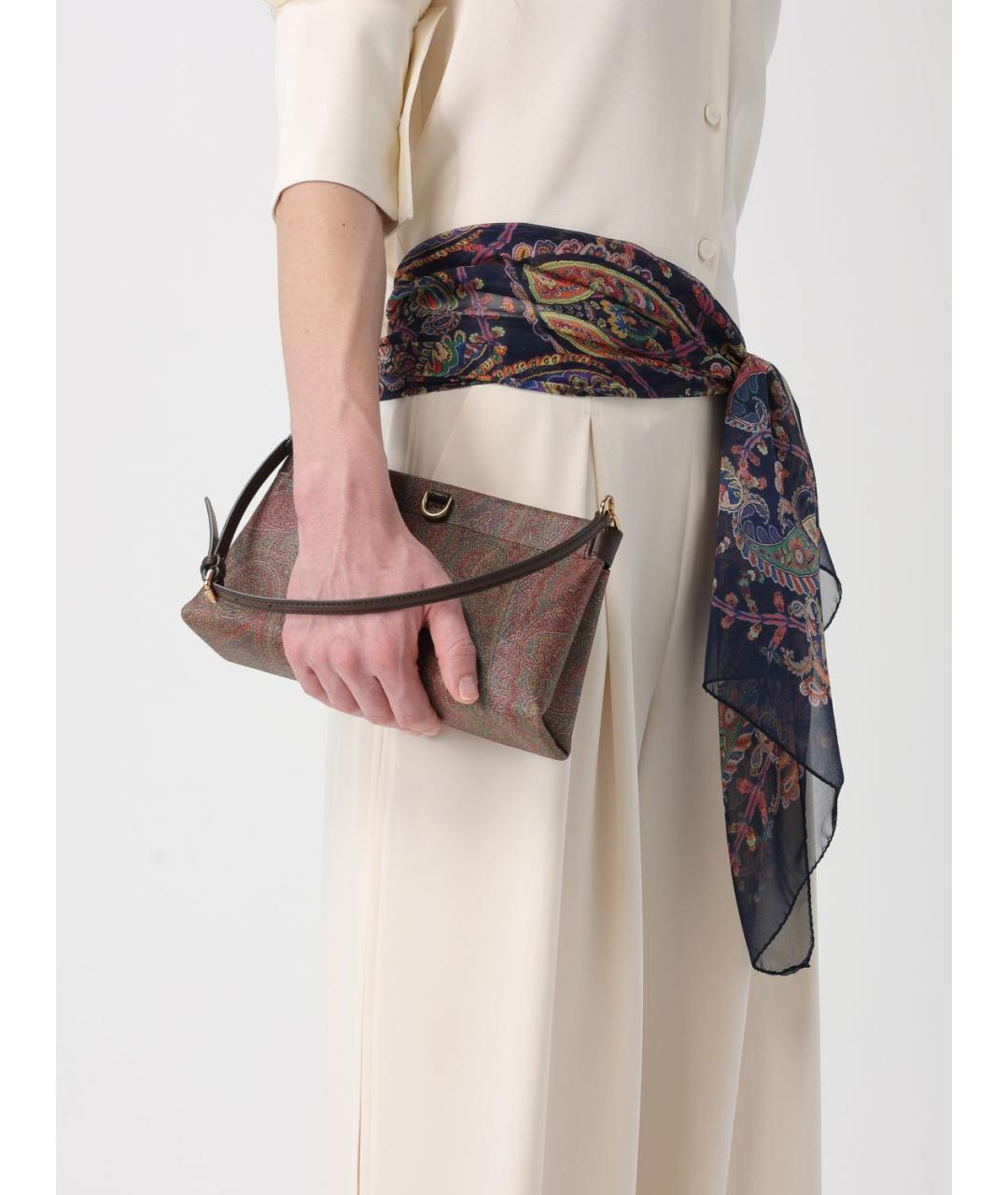 ETRO Темно-синий шелковый шарф, фото 4