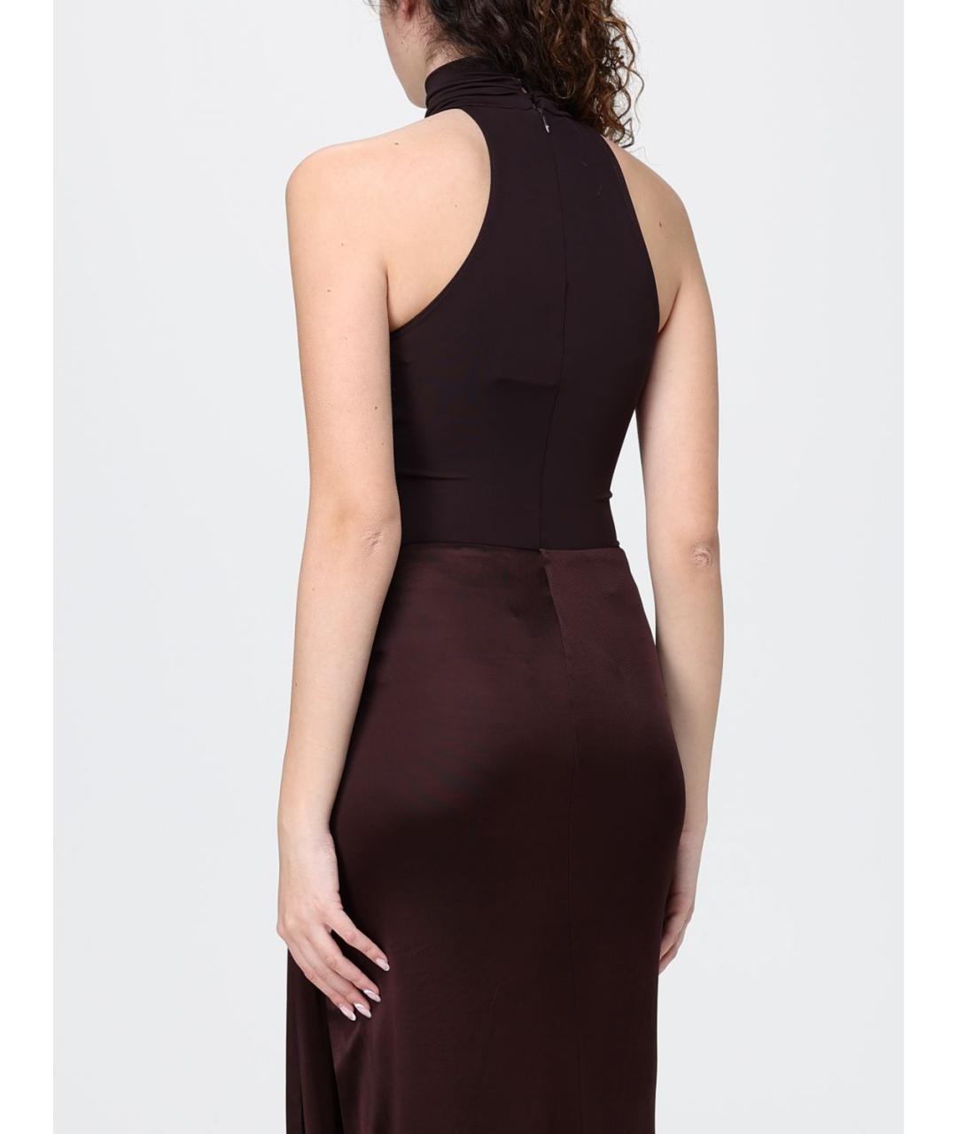 ELISABETTA FRANCHI Коричневая вискозная майка, фото 3