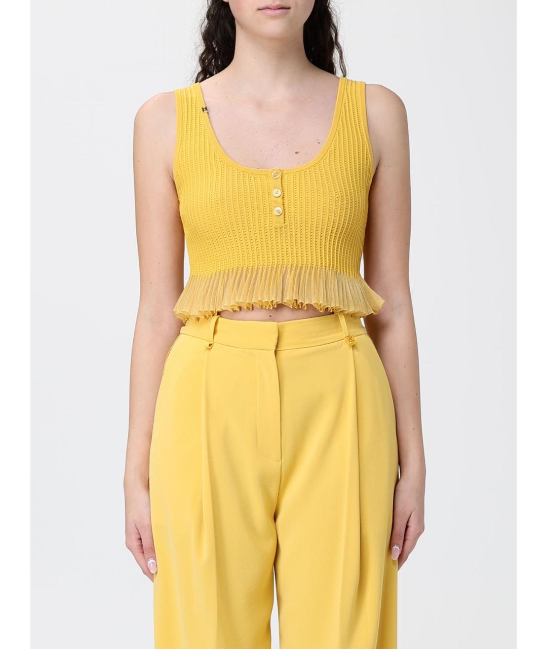 ELISABETTA FRANCHI Желтая хлопковая майка, фото 4