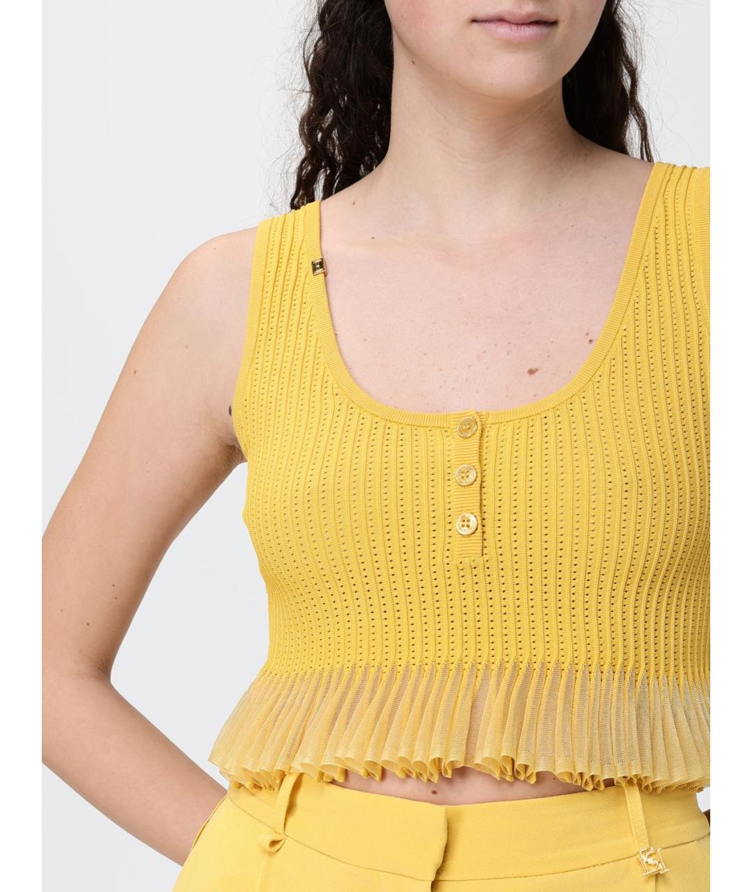 ELISABETTA FRANCHI Желтая хлопковая майка, фото 3