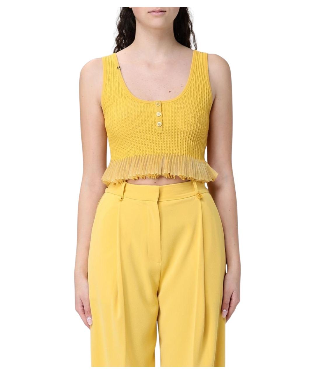 ELISABETTA FRANCHI Желтая хлопковая майка, фото 1