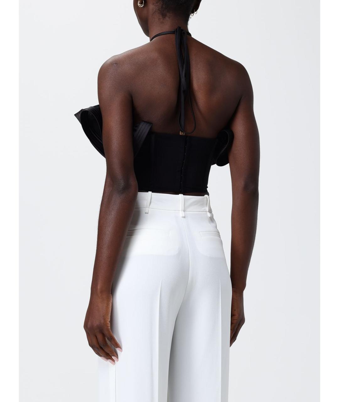 ELISABETTA FRANCHI Черная полиамидовая блузы, фото 2