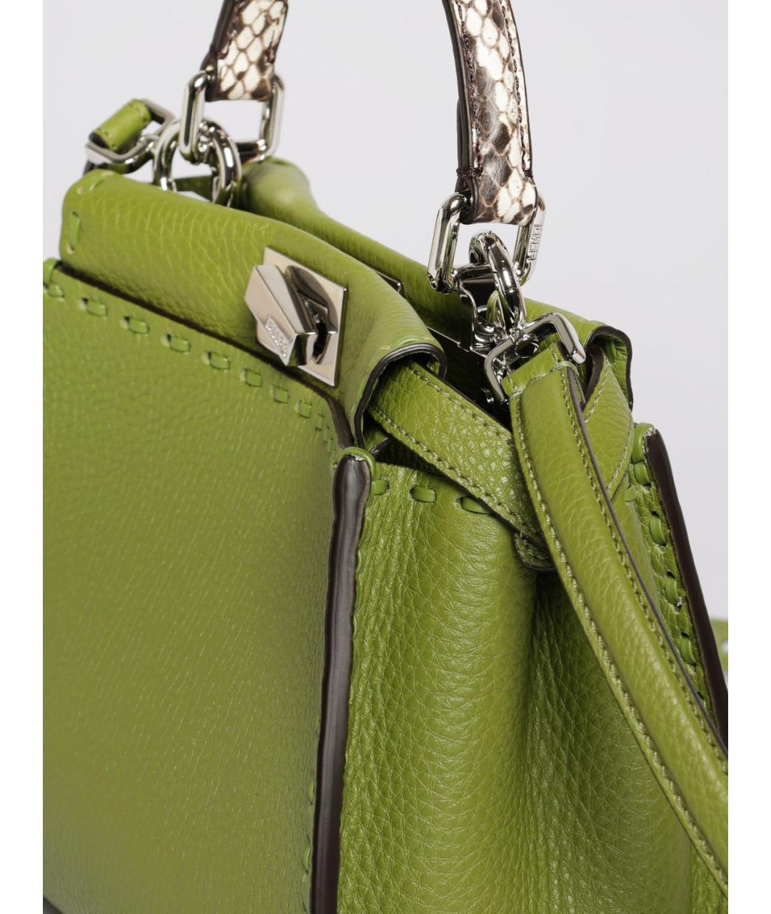 FENDI Зеленая кожаная сумка тоут, фото 4